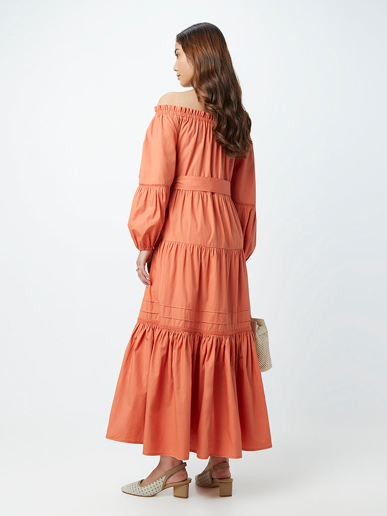 LOV Coral Tiered Dress With Belt