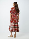 LOV Brown Printed Tiered Dress