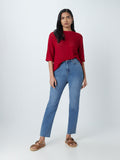 LOV Red Knitted Chevron Pattern Top