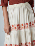 LOV Ecru Flower Patterned Skirt