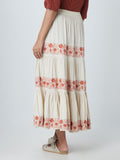 LOV Ecru Flower Patterned Skirt