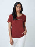 LOV Rust Text-Patterned T-Shirt