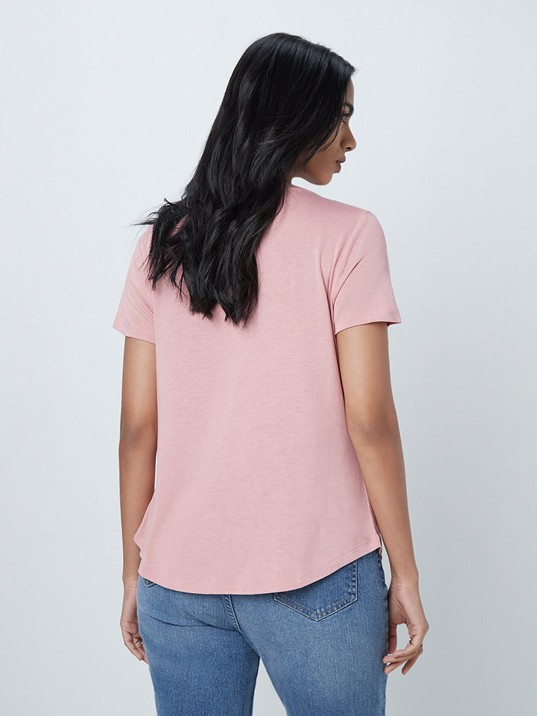 LOV Pink Floral Print T-Shirt