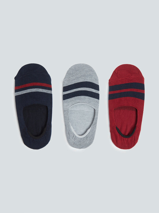 WES Lounge Navy Invisible Socks Set Of Three