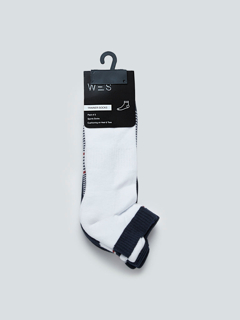 WES Lounge Navy Trainer Socks Set of Three