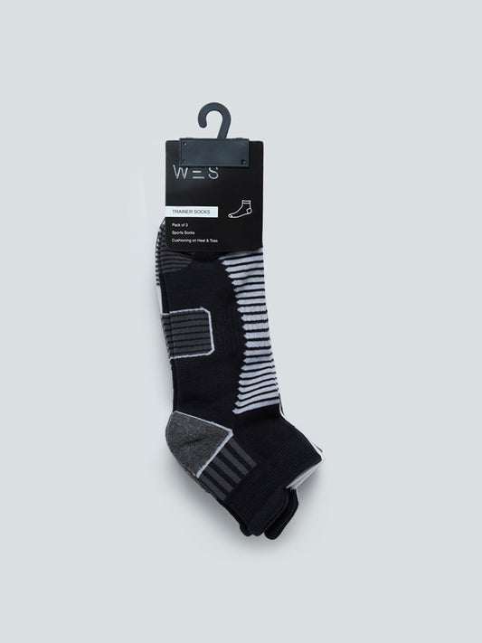 WES Lounge Black Trainer Socks Set Of Three