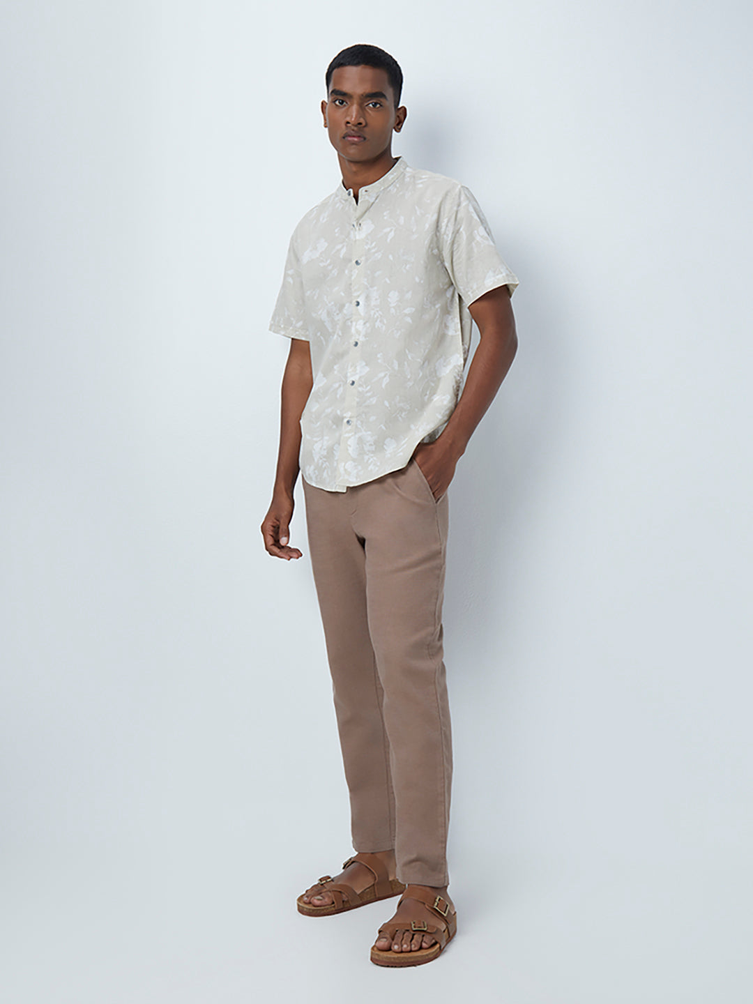 Buy ETA Taupe Slim-Fit Pure Cotton Chinos from Westside