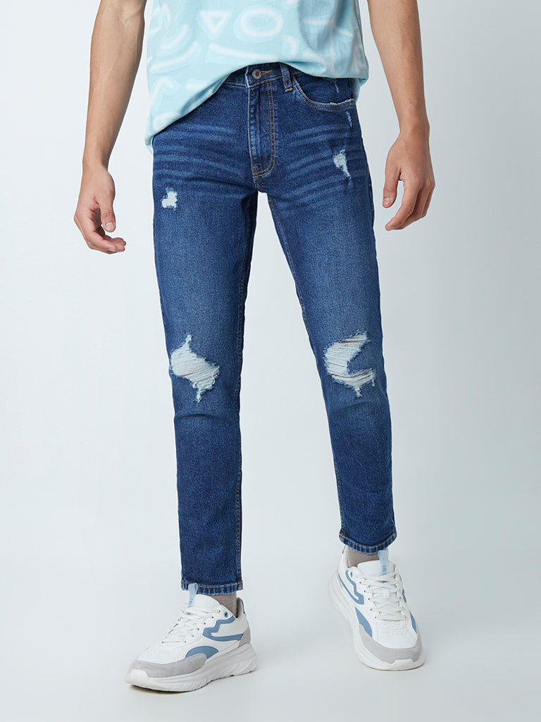 Nuon Dark Blue Straight - Fit Mid - Rise Jeans