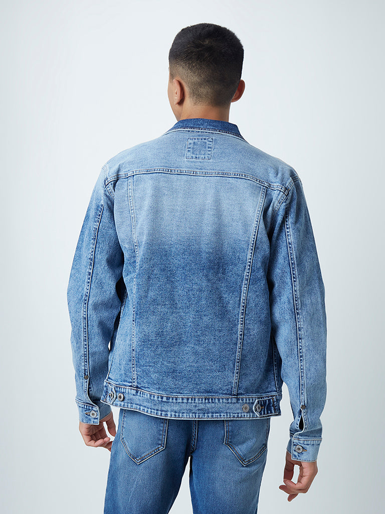 Nuon Blue Faded-Wash Slim-Fit Denim Jacket