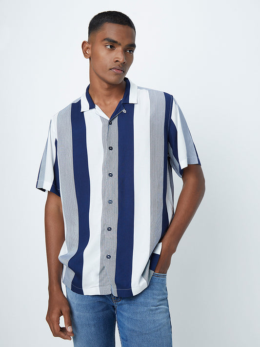 Nuon Indigo Striped Relaxed-Fit Shirt