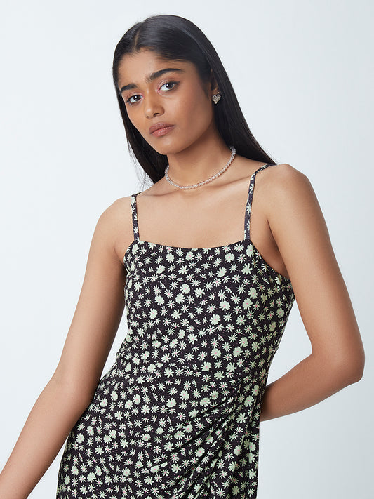 Nuon Black Floral Motif Dress
