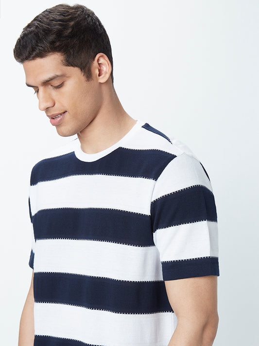 WES Lounge Navy Relaxed-Fit Striped T-Shirt