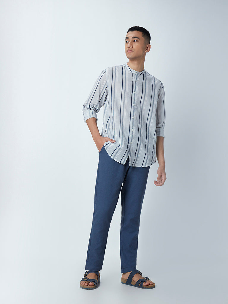 ETA Light Teal Stripe-Print Resort-Fit Shirt