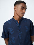 ETA Navy Paisley Print Resort-Fit Shirt