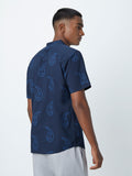 ETA Navy Paisley Print Resort-Fit Shirt