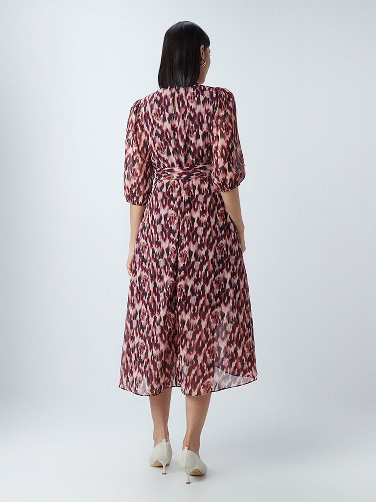 Wardrobe Multicolour Printed Dress With Belt