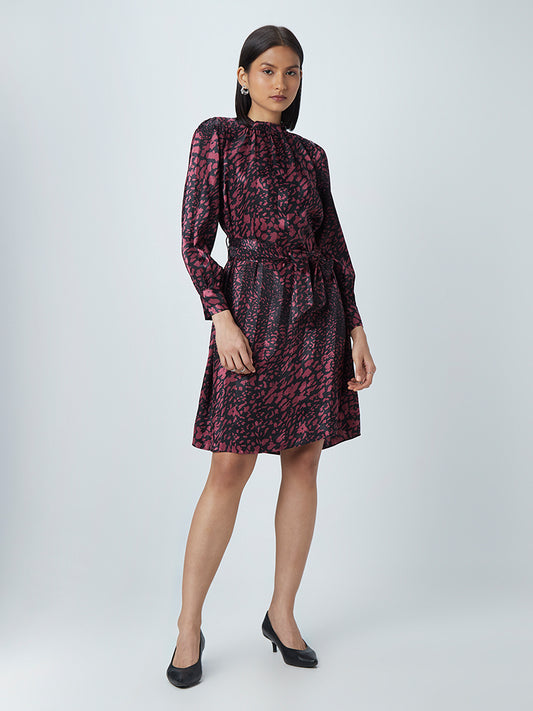 Wardrobe Black Abstract Print Dress With Belt