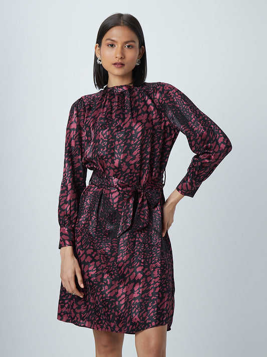 Wardrobe Black Abstract Print Dress With Belt