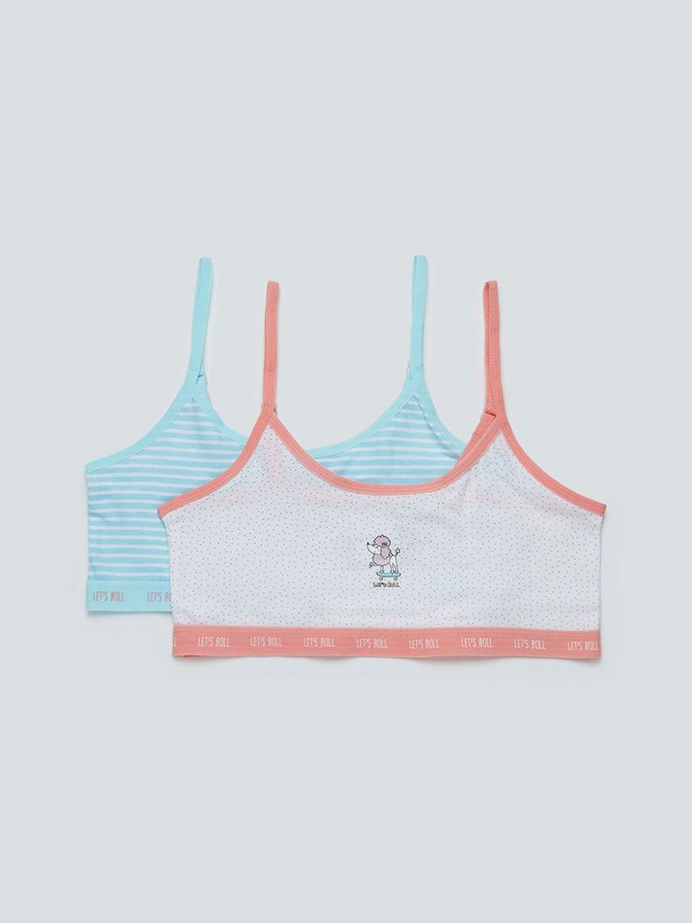 Y&F Kids Coral Printed Crop Top Set Of Two
