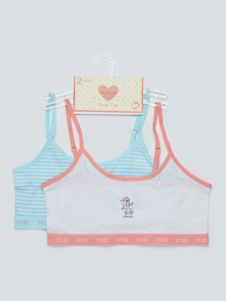 Y&F Kids Coral Printed Crop Top Set Of Two