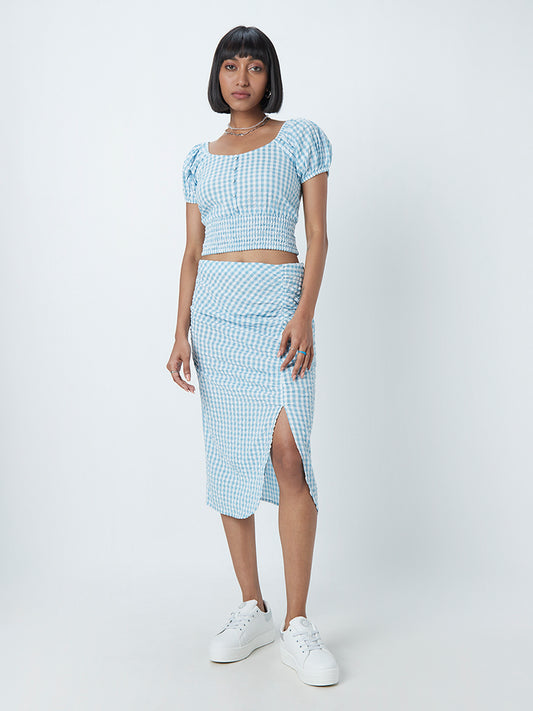 Nuon Blue Checkered Skirt