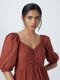 LOV Rust Schiffli Patterned Maxi Dress