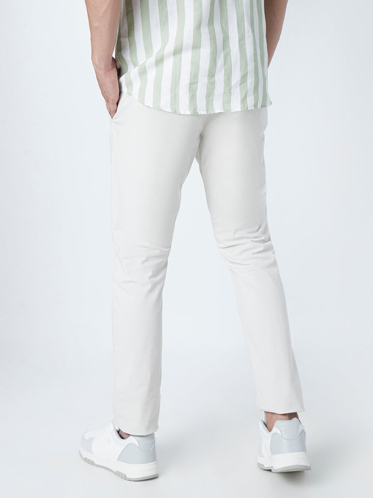 WES Casuals Off-White Slim-Fit Chinos