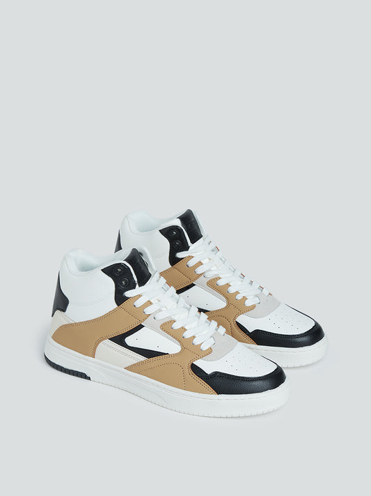 SOLEPLAY White Colour block High-Top Sneakers