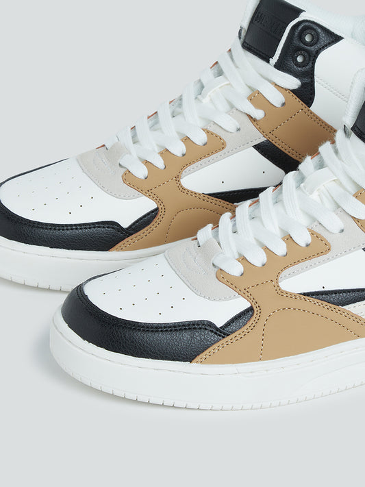 SOLEPLAY White Colour block High-Top Sneakers