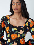 Nuon Black Floral-Patterned Dress