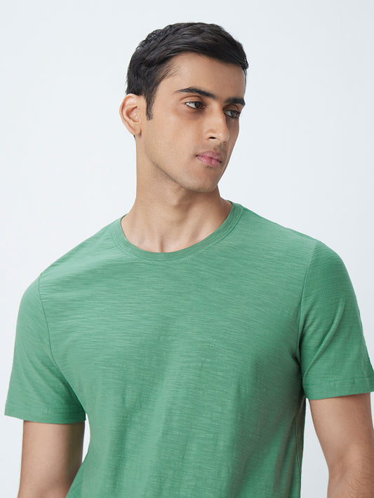 WES Casuals Green Pure-Cotton Slim-Fit T-Shirt