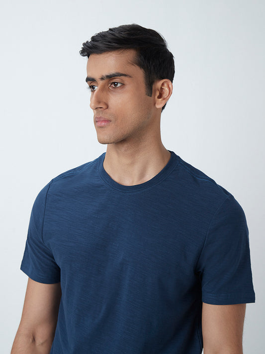 WES Casuals Teal Pure-Cotton Slim-Fit T-Shirt