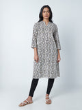 Utsa White Abstract Print A-Line Kurta
