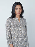 Utsa White Abstract Print A-Line Kurta