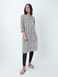 Utsa White Abstract Print A-Line Kurta