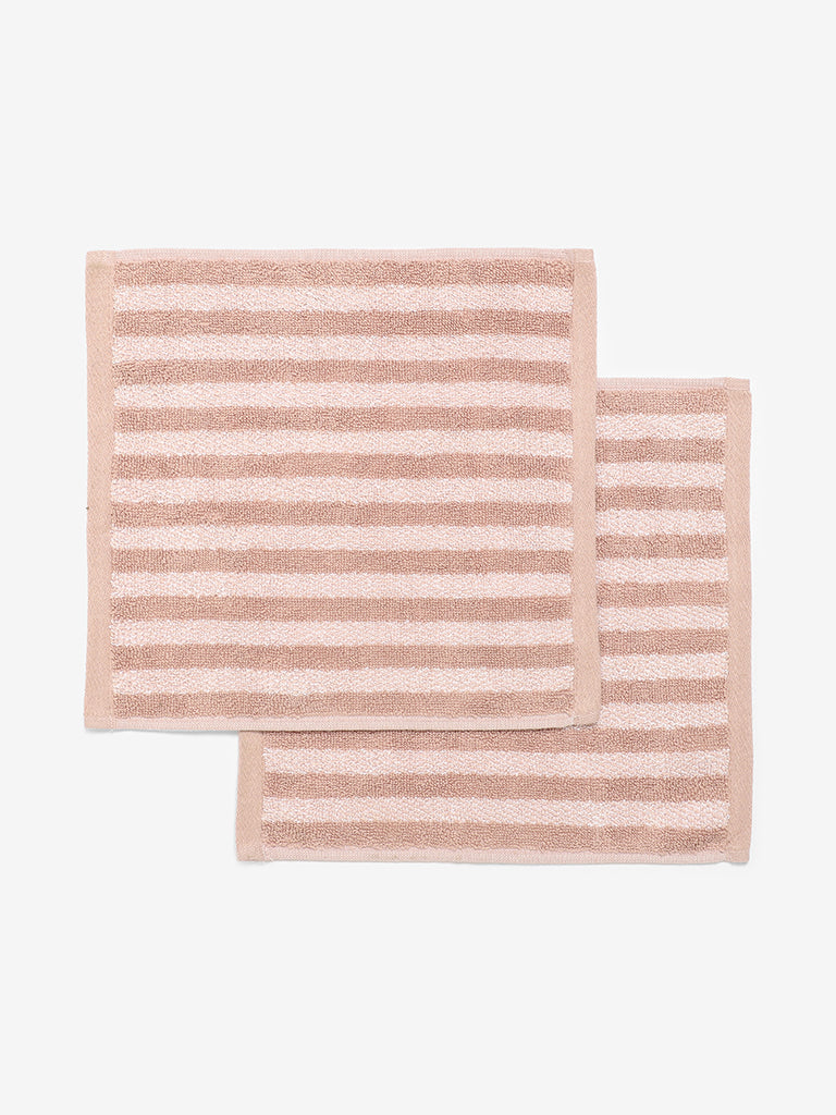 Westside Home Woodrose Stripe Face Towel - Pack of 2