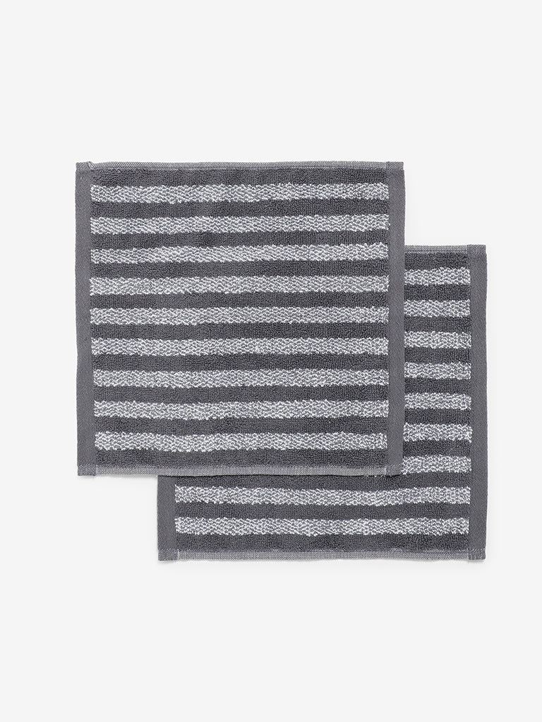 Westside Home Grissaile Stripe Face Towel - Pack of 2