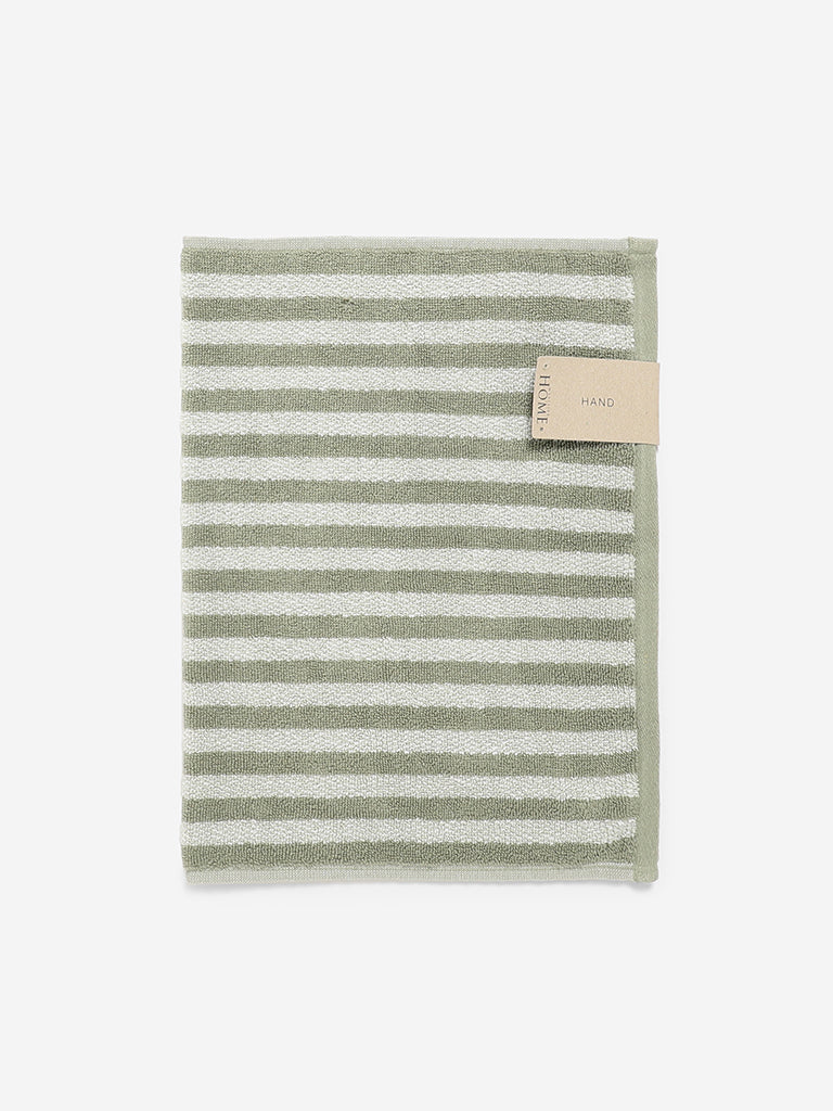 Westside Home Mint Stripe Hand Towel with Woven Design