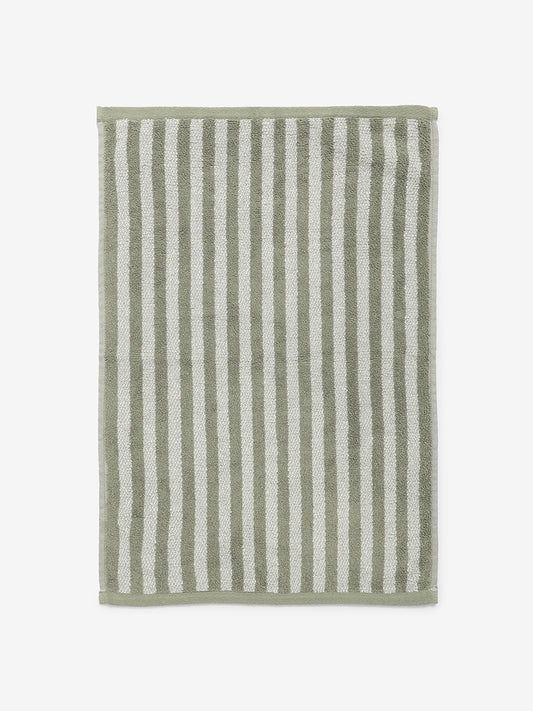 Westside Home Mint Stripe Hand Towel with Woven Design
