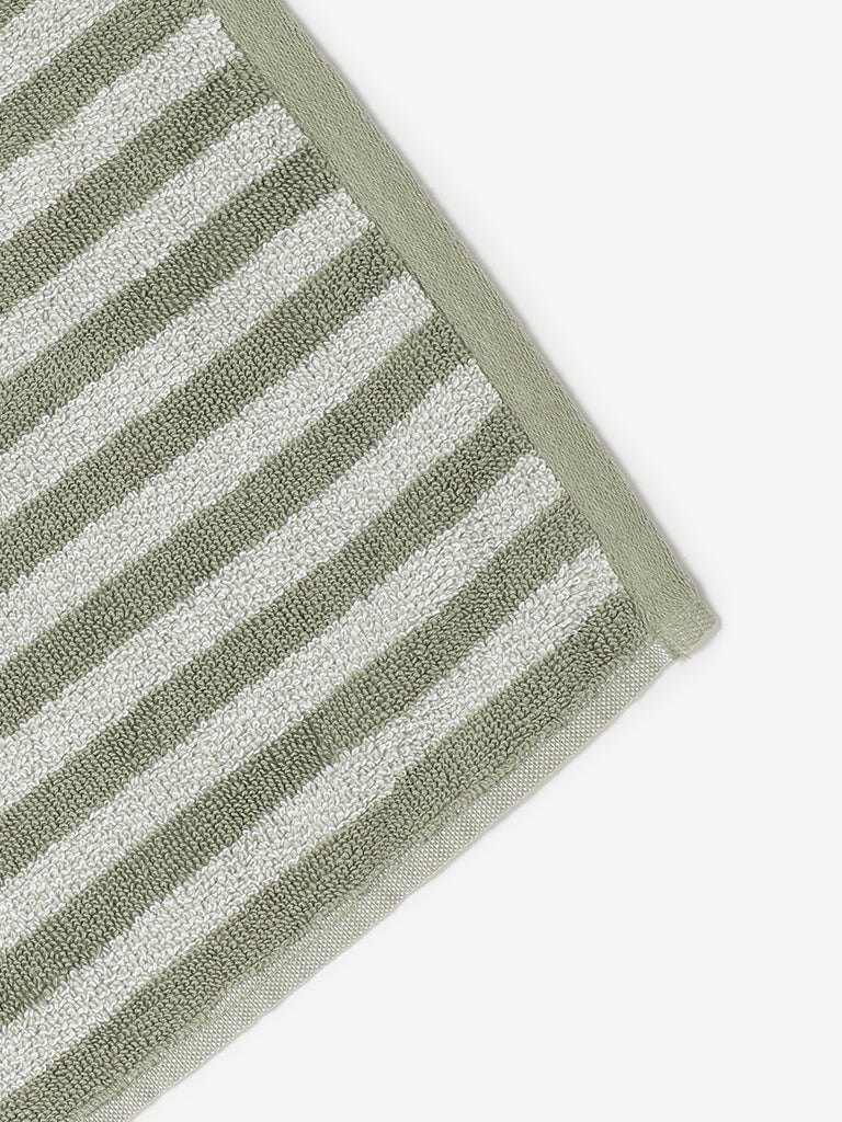 Westside Home Mint Stripe Hand Towel with Woven Design
