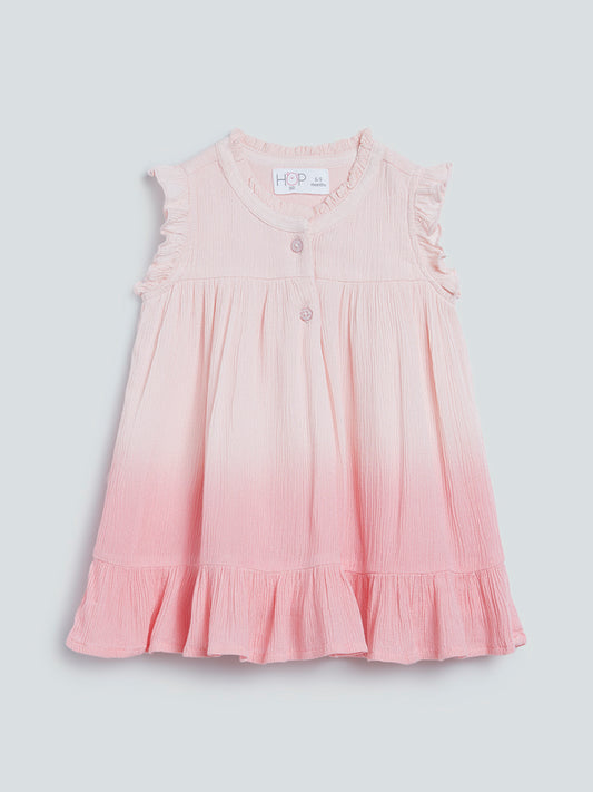 HOP Baby Peach Ombre-Patterned Dress