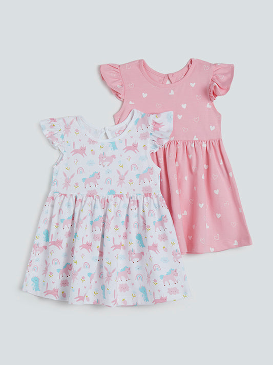 HOP Baby Multicolour Printed Dress Set of Two