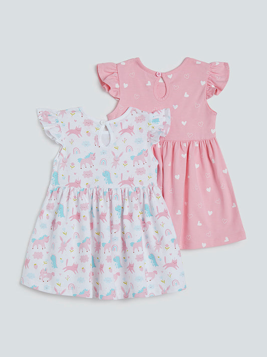 HOP Baby Multicolour Printed Dress Set of Two