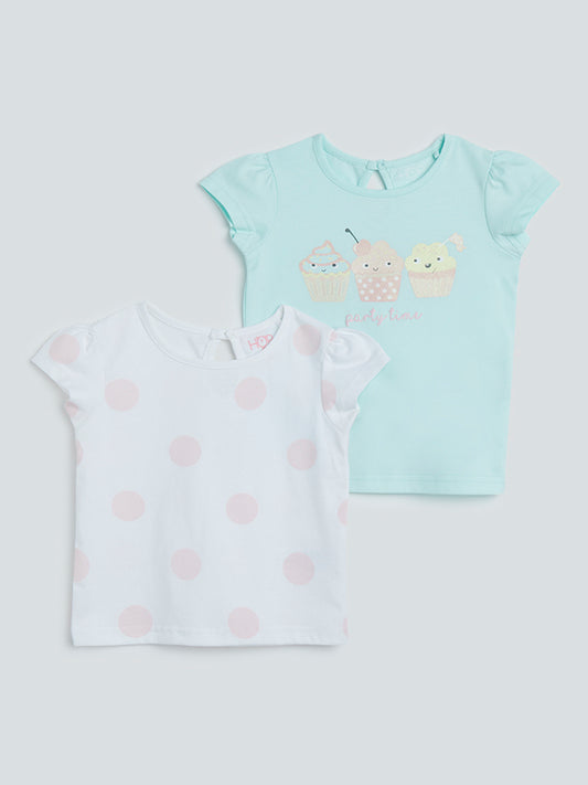 HOP Baby Mint Printed T-Shirt Set of Two