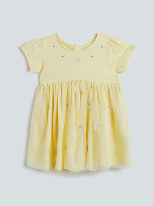 HOP Baby Light Yellow Fit and Flare Dress