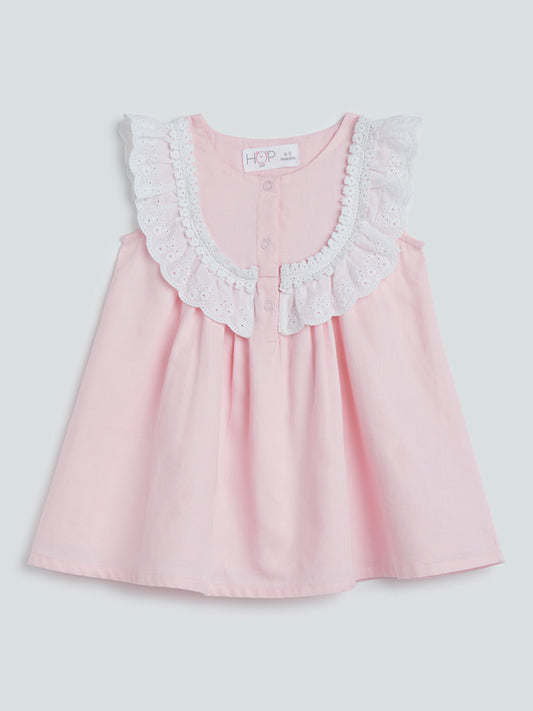 HOP Baby Pink Schiffli-Detailed Dress