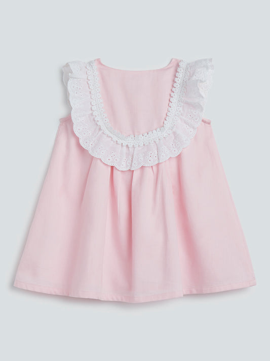 HOP Baby Pink Schiffli-Detailed Dress