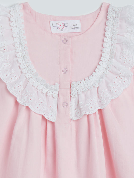 HOP Baby Pink Schiffli-Detailed Dress