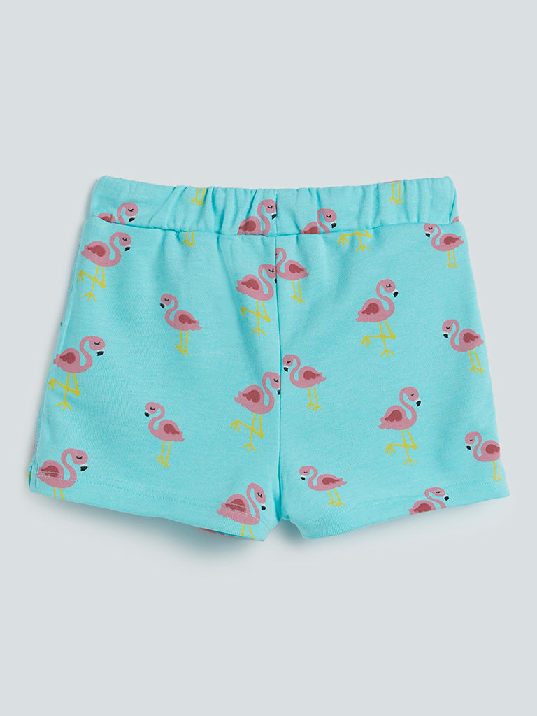 HOP Kids Blue Flamingo Design Shorts