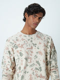 Studiofit Beige Tie-Dye Relaxed-Fit Sweatshirt